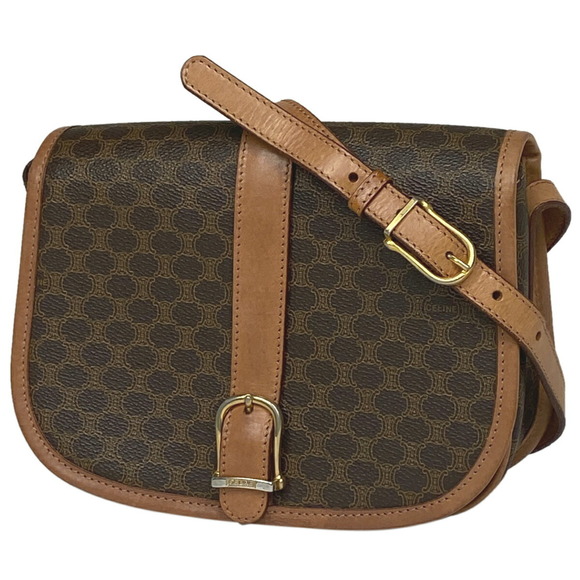 Celine Macadam Pattern Diagonal Canvas Shoulder Bag Brown - Picture 1 of 7